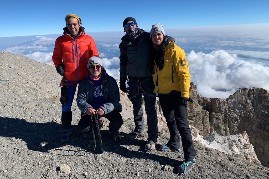 A summit team at the top of Mexico